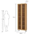 Estante Livreiro Ditália Aspen 2 Porta Vidro Carvalho Cd-308