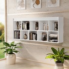 Estante Livreiro Duplo Branco Suspenso Com Nichos