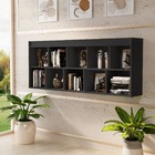 Estante Livreiro Duplo Preto C/ 10 Nichos Suspenso De Parede