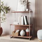 Estante Livreiro Industrial Frame 2 Nichos - Cromado/castanho