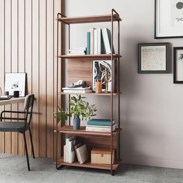 Estante Livreiro Industrial Frame 4 Nichos - Corten/castanho
