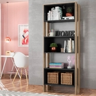 Estante Livreiro Kearny Carvalho Rústico Preto Fosco