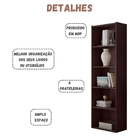 Estante Livreiro Luiza 4 Prateleiras Castanho Ajl