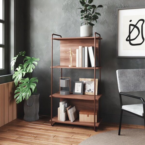 Estante Livreiro Maior Média Com Tubos Quadrados De Aço Carbo