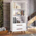 Estante Livreiro Multiuso 2 Gavetas Pés Retrô Coraline Q01 Br