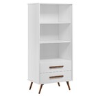 Estante Livreiro Multiuso 2 Gavetas Pés Retrô Coraline Q01 Br