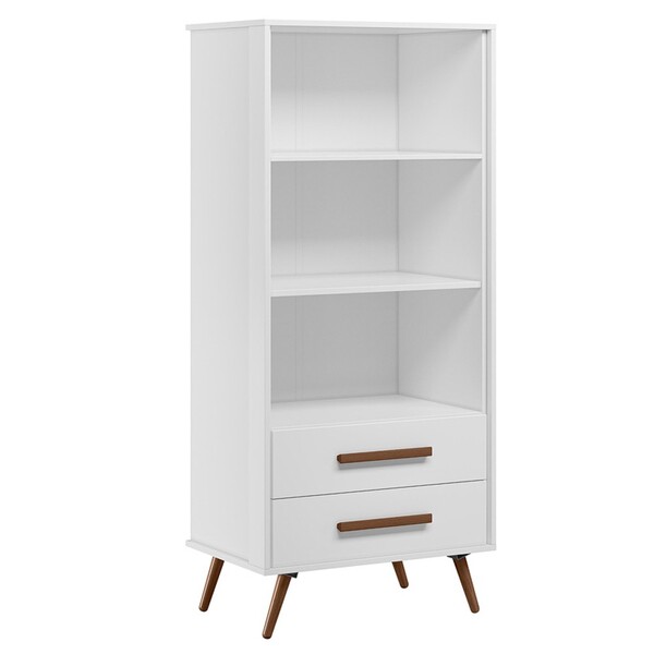 Estante Livreiro Multiuso 2 Gavetas Pés Retrô Coraline Q01 Br