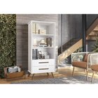 Estante Livreiro Multiuso 3 Nichos 2 Gavetas Retrô Qmovi Bran