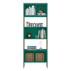 Estante Livreiro Multiuso 3 Nichos Box Q01 Turquesa/carvalho