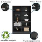 Estante Livreiro Multiuso Mirage 8 Prateleiras 1,77m Preto Vi