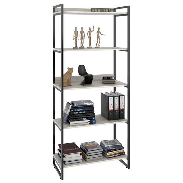 Estante Livreiro Multiuso Prisma Estilo Industrial 80cm 5 Pra