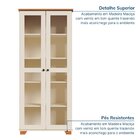 Estante Livreiro Pés E Tampo Em Madeira Maciça Porta Vidro An