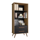 Estante Livreiro Retrô 3955 2 Gav Com Pés De Madeira Maciça Q