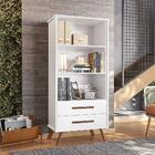 Estante Livreiro Retrô Com 2 Gavetas Branco Qmovi