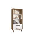 Estante Livreiro Retrô Com 2 Gavetas Carvalho Branco Qmovi