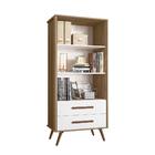 Estante Livreiro Retrô Natalie Carvalho Branco 2 Gavetas