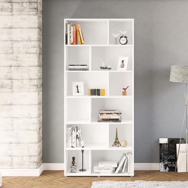 Estante Livreiro Xangai Com 12 Nichos Branco Politorno