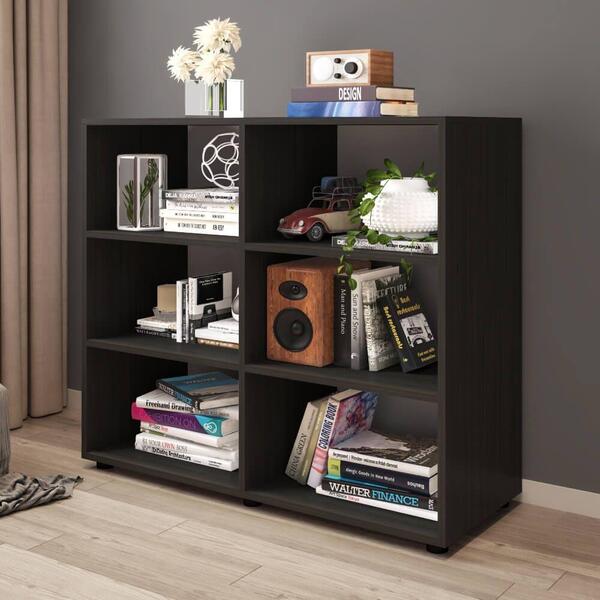 Estante Livreiro Zurich Com 6 Nichos Preto