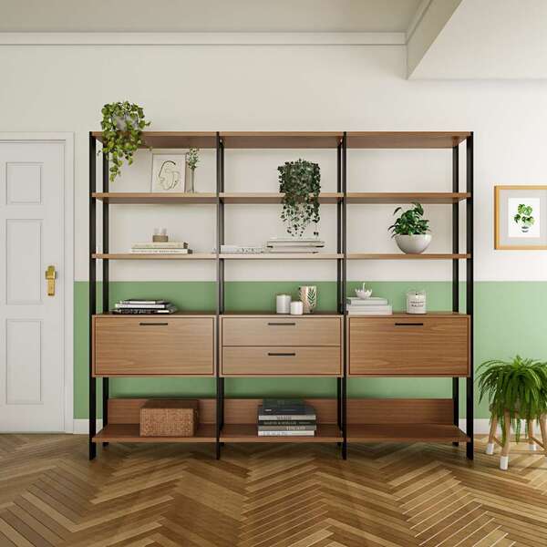 Estante Louhans 2 Pt 2 Gv Freijó E Preta 216 Cm