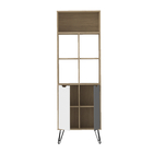 Estante de Madeira MDF e MDP com 4 Prateleiras 2 Portas Bege Estocolmo 182x60x30cm Artely