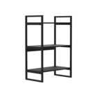 Estante Utilitária de Madeira MDP e Aço Carbono com 3 Prateleiras Preto Industrial 90x60x34cm 20kg Brasforma