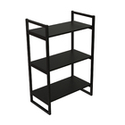 Estante Utilitária de Madeira MDP e Aço Carbono com 3 Prateleiras Preto Industrial 90x60x34cm 20kg Brasforma