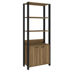 Estante de Madeira MDP com 4 Prateleiras e 2 Portas Marrom e Preta Sky Industrial 183x72,8x36,2cm 20kg Caemmun