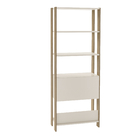 Estante Decorativa de Madeira MDP com 3 Prateleiras 1 Porta Off White com Carvalho Match 166x63x32cm Artely