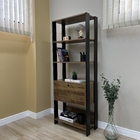 Estante Decorativa de Madeira MDP com 3 Prateleiras 1 Porta Pinho com Preto Match 166x63x32cm Artely