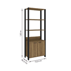 Estante Madeira Mel e Preto com 4 Prateleiras e 2 Portas 183x72,8x36,2cm Caemmun