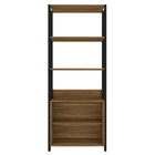 Estante Madeira Mel e Preto com 6 Prateleiras e 2 Nichos 1,83mx72,8cmx36,2cm Caemmun