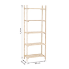 Estante de Madeira Pinus com 5 Prateleiras Natural 170x60x32cm 25Kg Settis