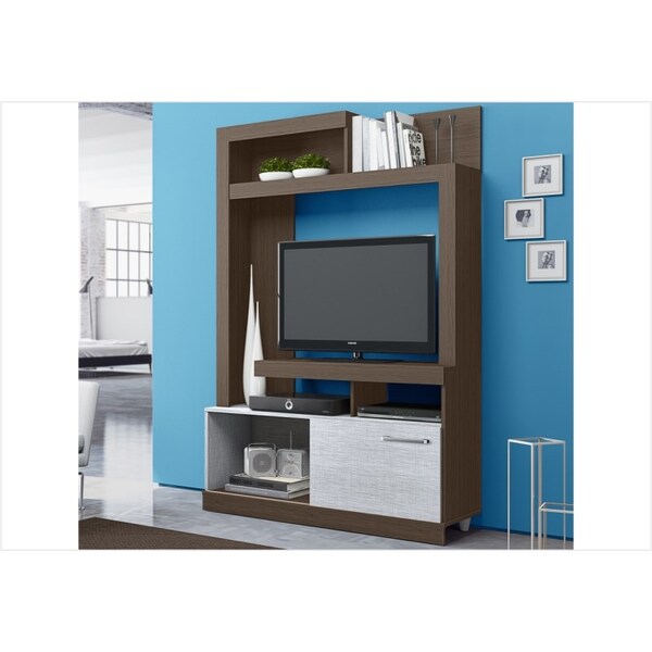 Estante Maya Para Sala De Estar Cacau Com Branco Pérola - Bel