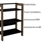 Estante Mesa Baixa 3 Prateleiras Decorativa Az1021 Mdp Preto/