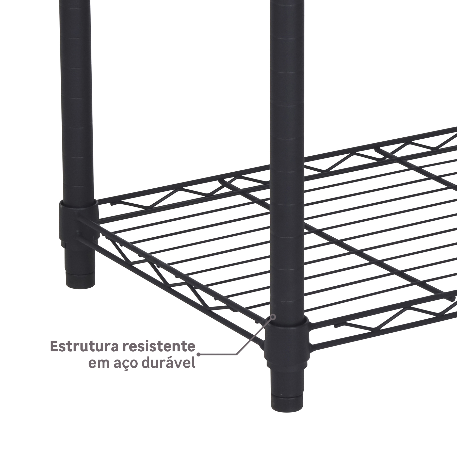 Estante Line Aramada Preta 90x90x35cm, da Spaceo
