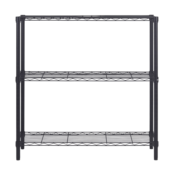 Estante de Metal Aço com 3 Prateleiras Preta Line Aramada 90x90x35cm 150kg Spaceo