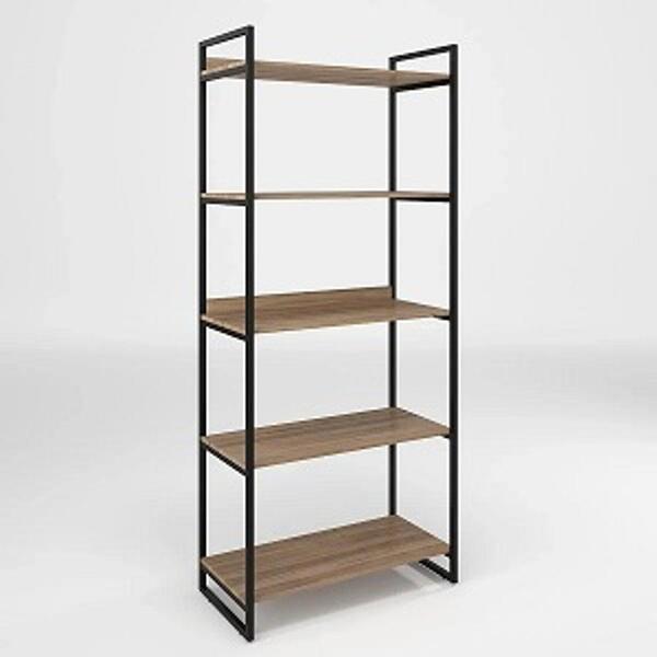 Estante Metal E Madeira Base Preta Industrial