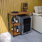 Estante Metal e Madeira Aço e MDP com 2 Prateleiras Canela e Preto Fosco Crome Industrial 90x90,5x53,5cm 26kg