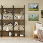 Estante de Metal e Madeira MDP com 6 Prateleiras 3 Nichos Preta Industrial 202x72x33cm 42kg Kappesberg