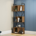 Estante Metal e Madeira Aço e MDP com 6 Prateleiras Canela e Preto Fosco Crome Industrial 202x72x33cm 36kg