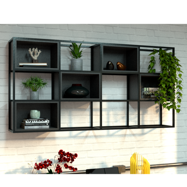 Estante Moderna Estilo Industrial Ciment 200x040x100 Cor Mdf