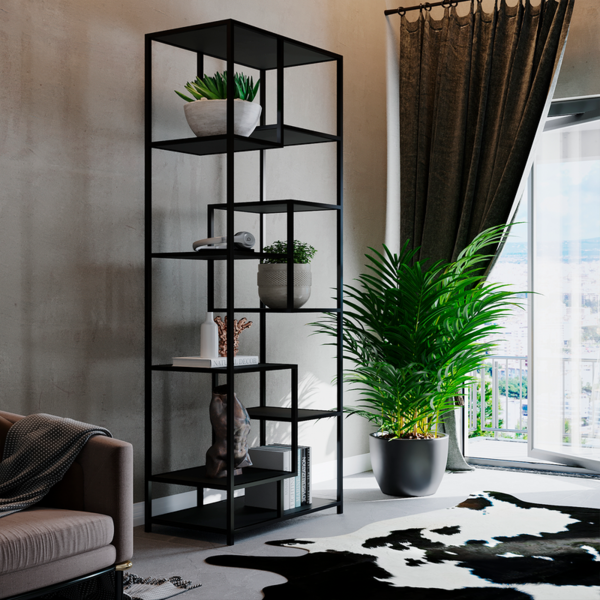 Estante Moderna Estilo Industrial Elegance 75x40x250 Cor Mdf