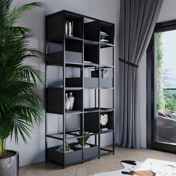 Estante Moderna Estilo Industrial Industry 200x40x250 Cor Mdf