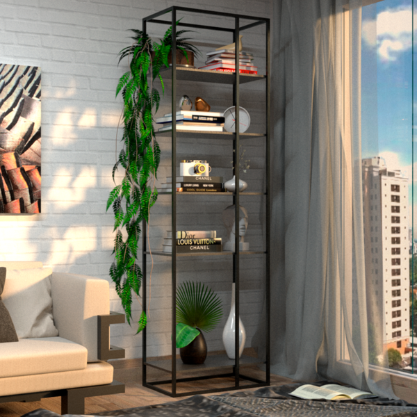 Estante Moderna Estilo Industrial Street 50x40x200 Cor Mdf Pr