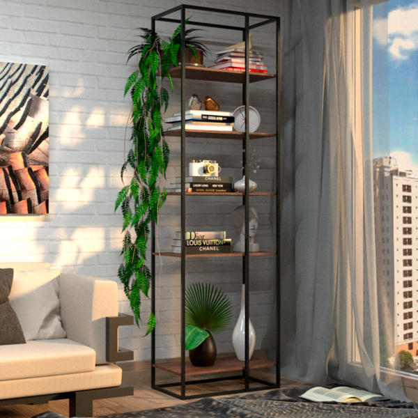 Estante Moderna Estilo Industrial Street 75x40x200 Cor Mdf Ca