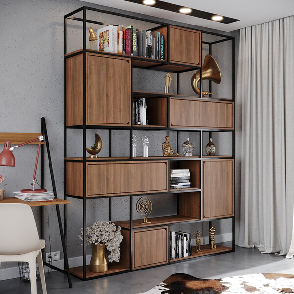 Estante Moderna Estilo Industrial Viveza 250x40x250 Cor Mdf C