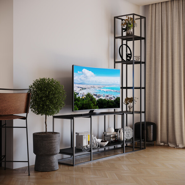 Estante Moderna Estilo Industrial Waves 200x40x200 Cor Mdf Pr