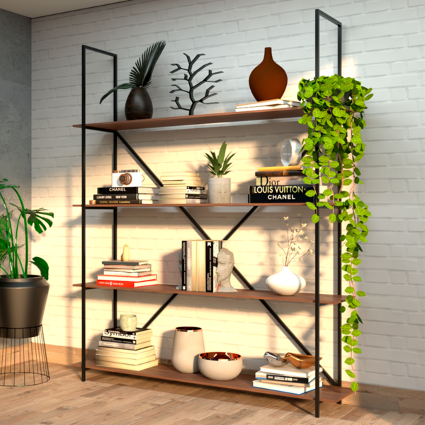 Estante Moderna Estilo Industrial Wooden 150x40x150 Cor Mdf C