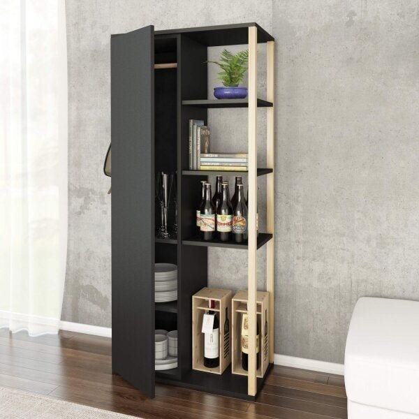 Estante Multiuso 1 Porta Vale Belezas Naturais Preto