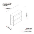 Estante Multiuso 3 Prateleiras 92cm Aço Preto